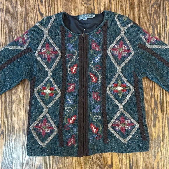 Vintage 90s Zip Up Wool Cardigan Sweater - Picture 5 of 11